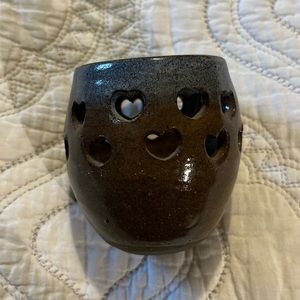 Jim Rigby Heart Cutout Pottery Small Candle Holder